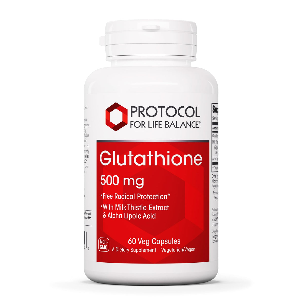 Protocol for Life Balance Glutathione 500mg bottle close-up for daily wellness