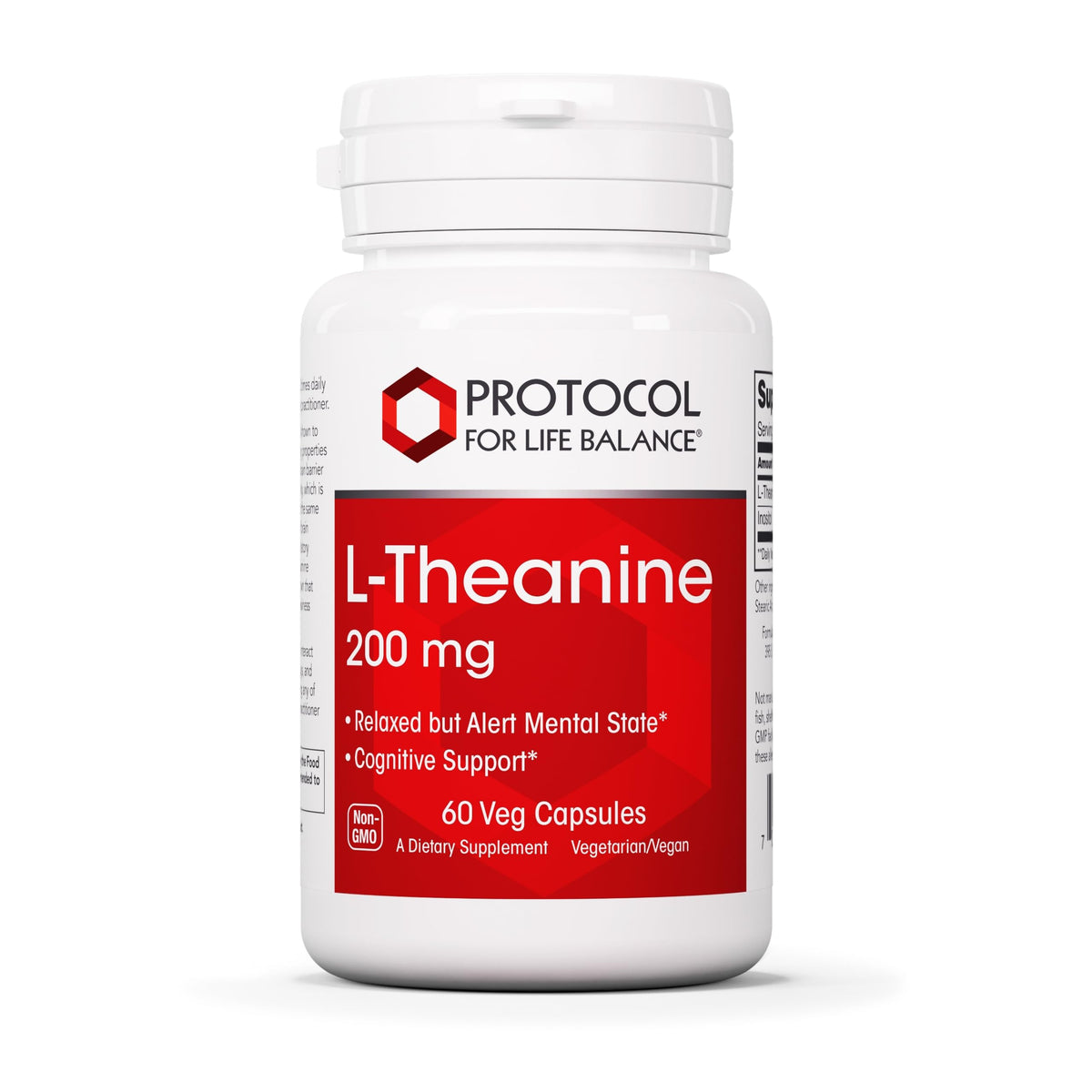 Protocol for Life Balance L-Theanine 200mg capsules for relaxed, alert focus.