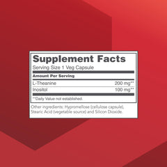 Protocol for Life Balance bottle label highlighting L-Theanine for calm concentration.