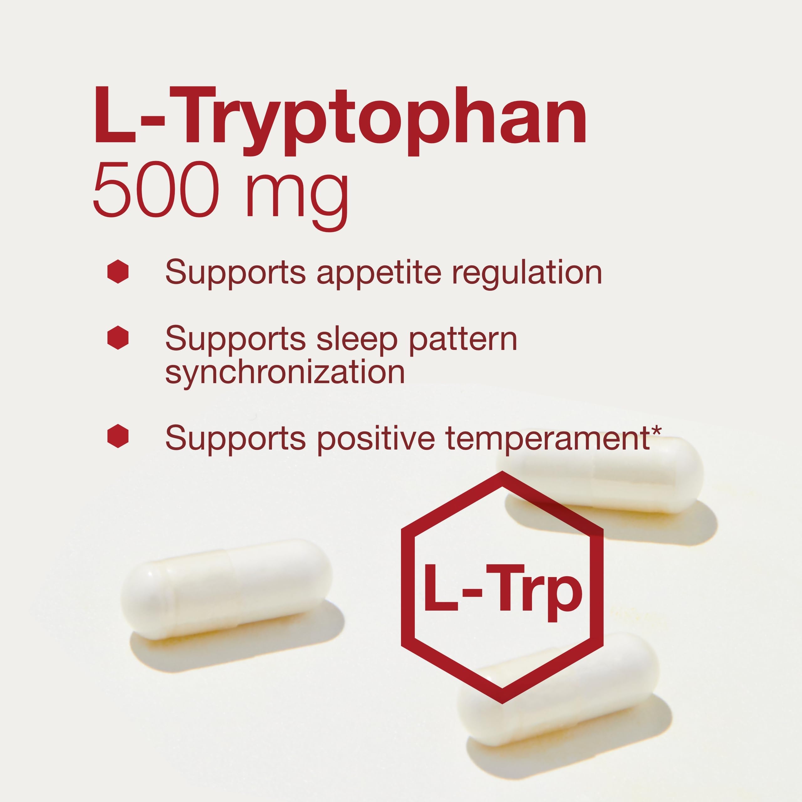 PROTOCOL FOR LIFE BALANCE L-Tryptophan bottle top shows a secure cap and clean design