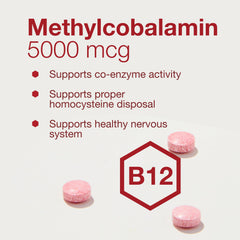 Methyl B12 lozenge close-up showing smooth texture and high-dose potency