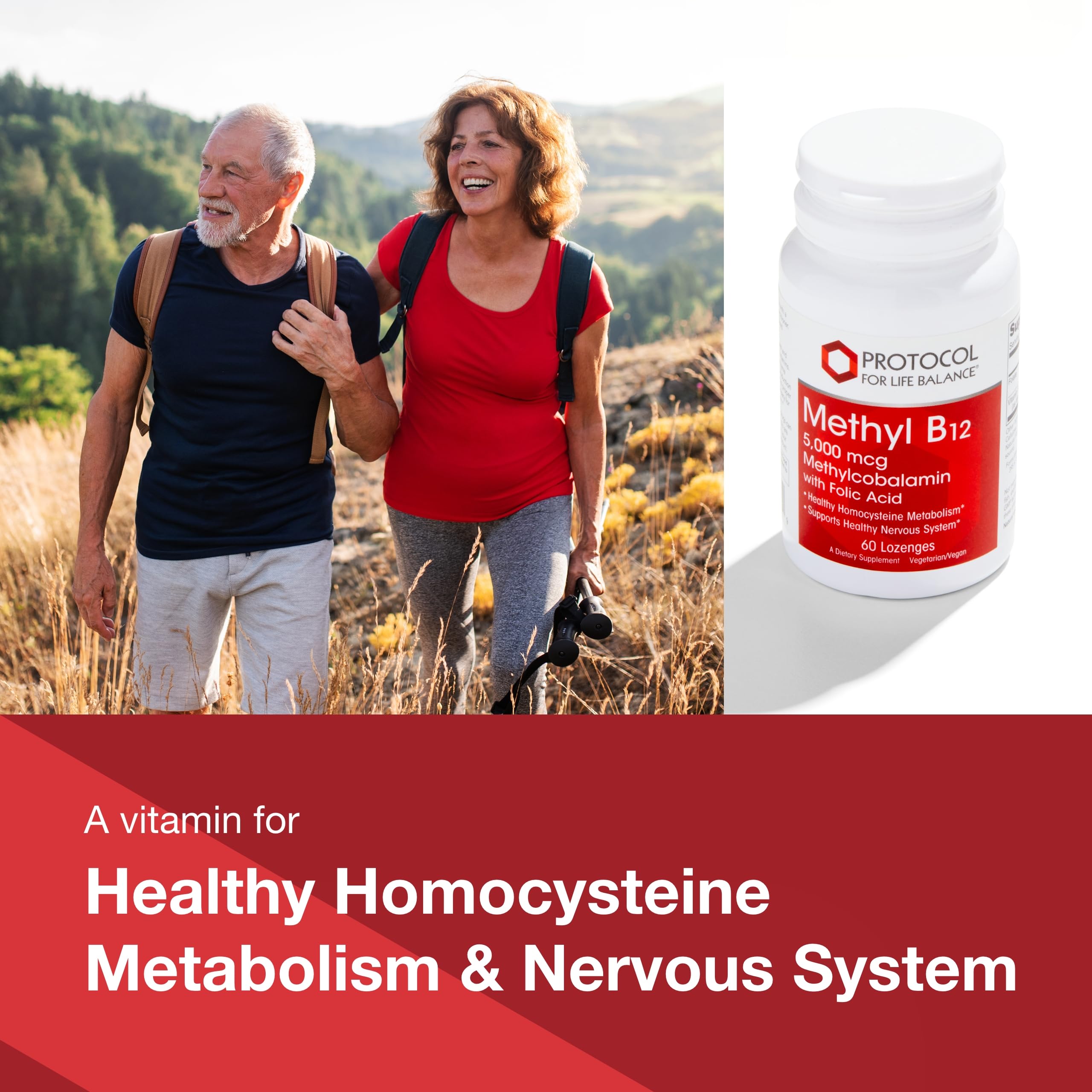 Packaging for Protocol for Life Balance Methyl B12 emphasizes quality and dosage