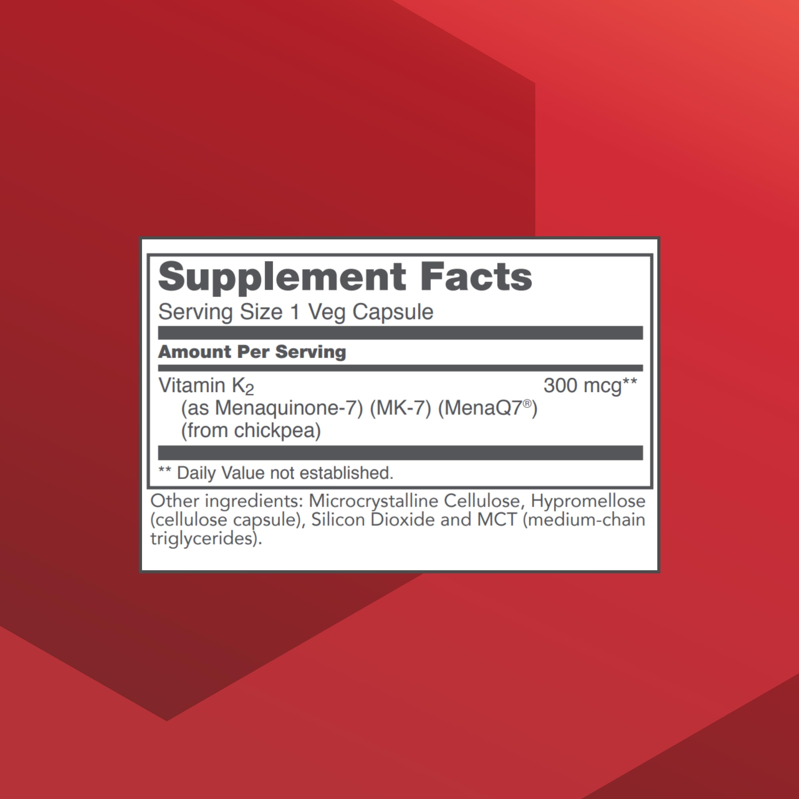 Protocol for Life Balance MK-7 capsules in a bottle for vegan vitamin K2 intake.