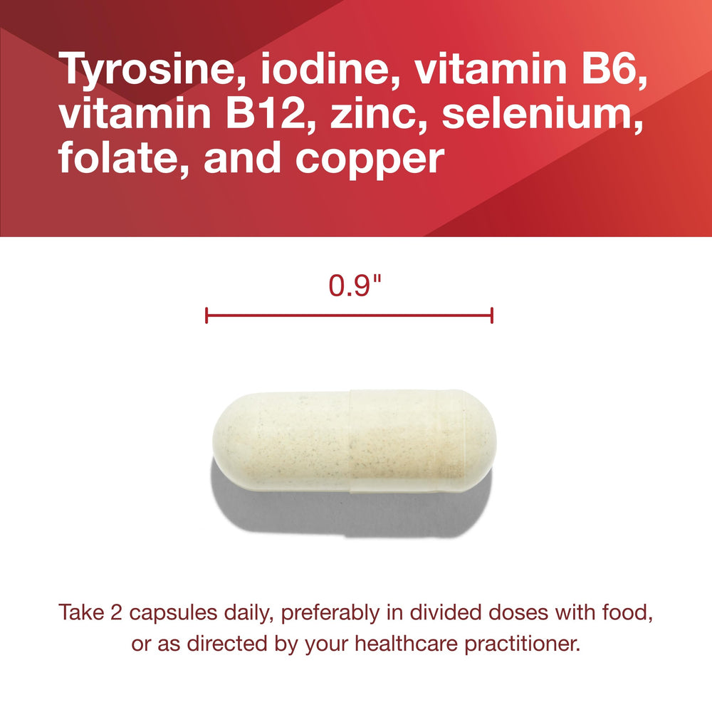 Ortho Thyroid dose-pack pictogram illustrating suggested daily two-capsule usage.