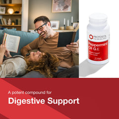 PROTOCOL FOR LIFE BALANCE Peppermint G.I. bottle with ginger oil illustration for digestive support