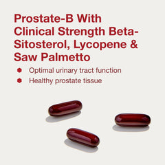 Prostate-B bottle with pills ready for daily routine.