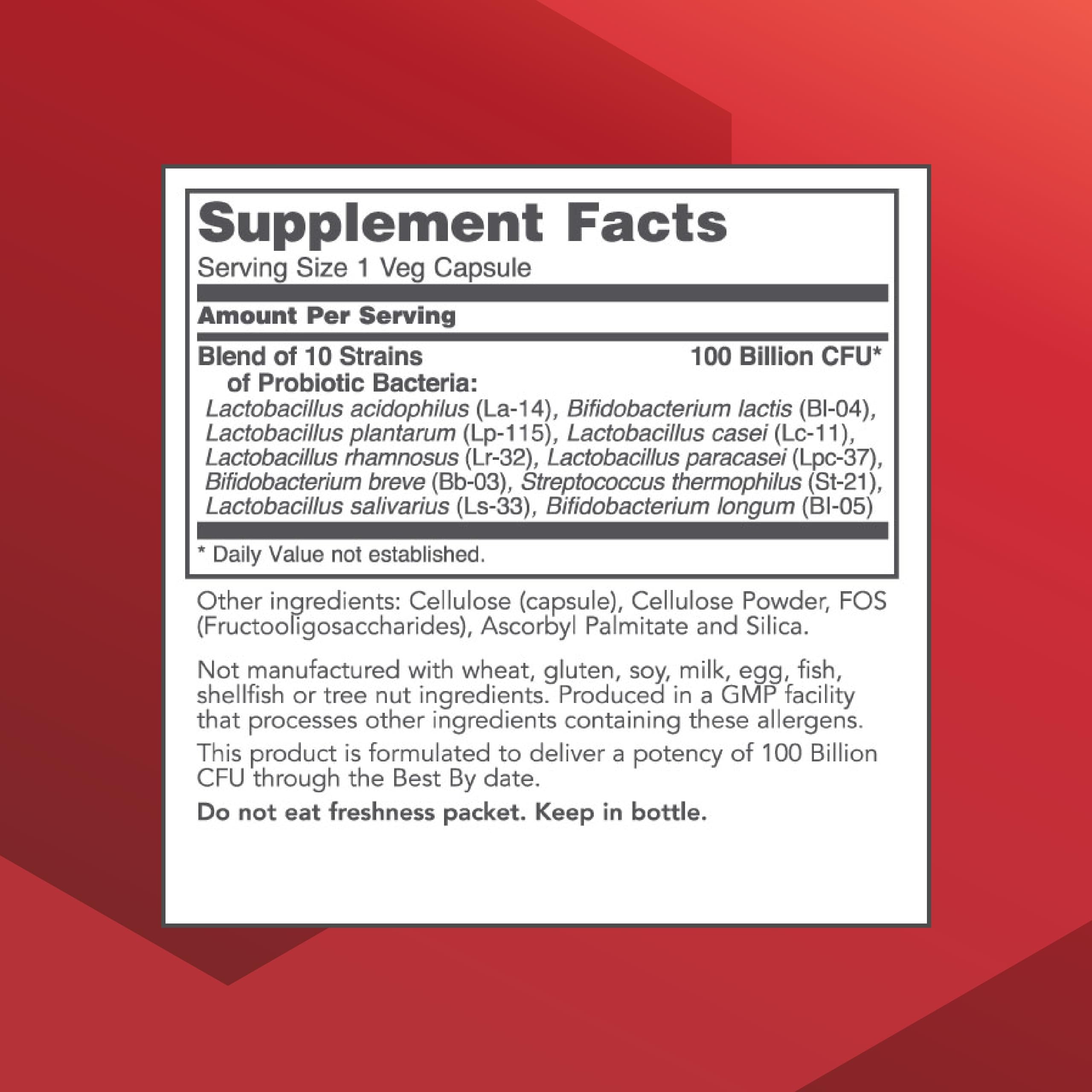 Proto Dophilus capsules close-up highlighting acid-resistant strains for gut health.