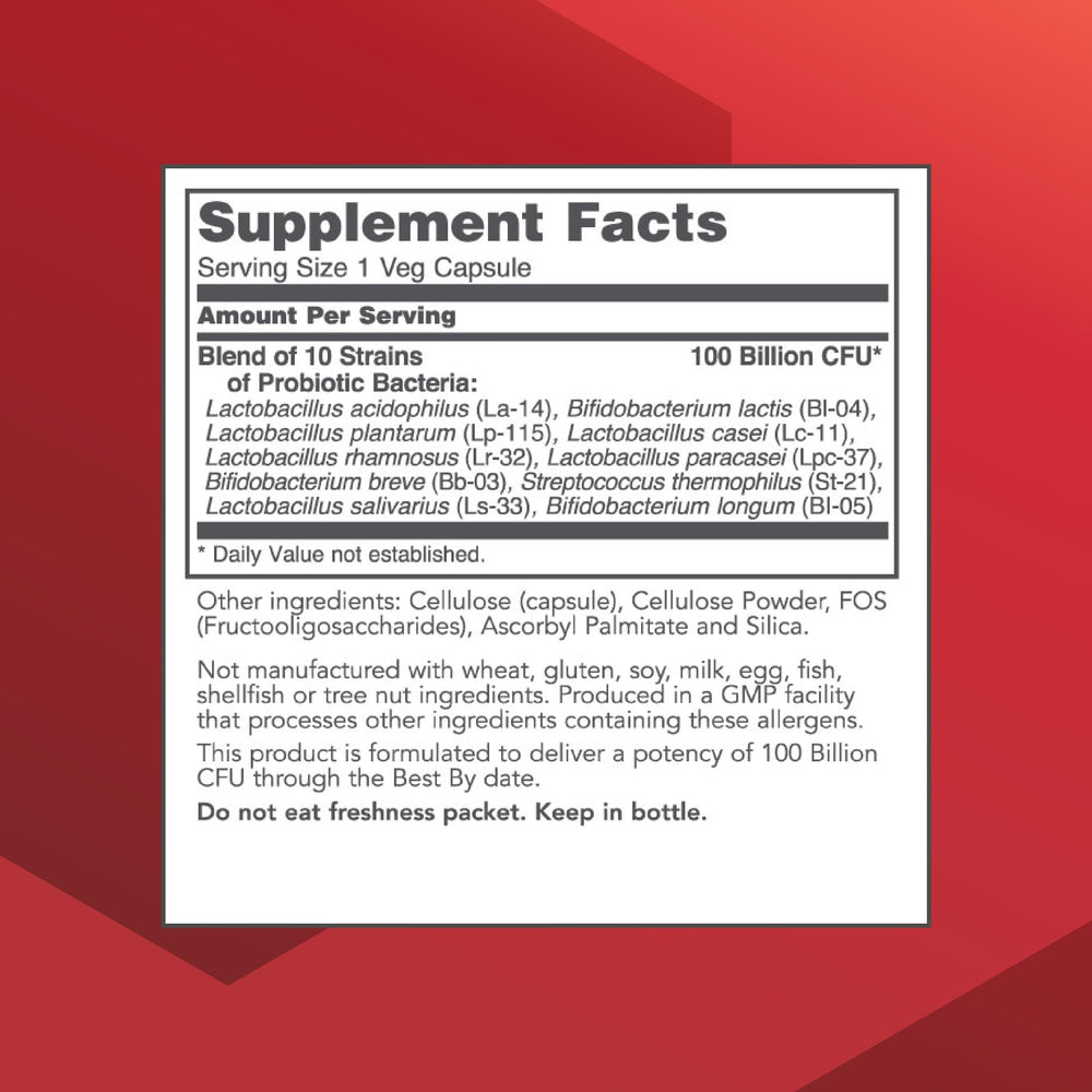 Proto Dophilus capsules close-up highlighting acid-resistant strains for gut health.