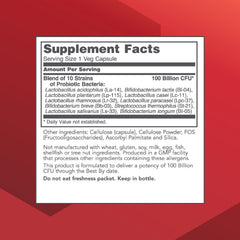 Proto Dophilus capsules close-up highlighting acid-resistant strains for gut health.
