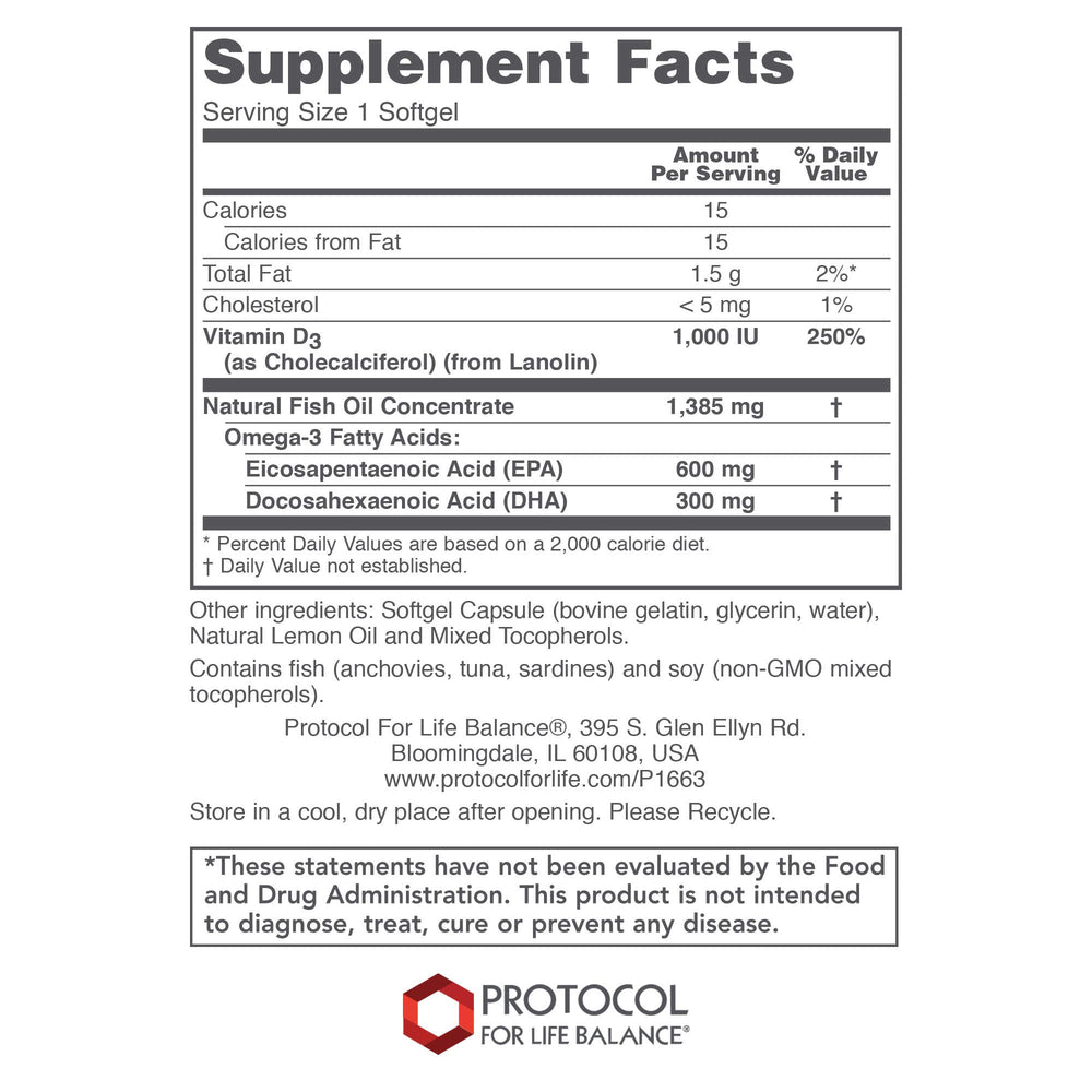 Closeup of Ultra Omega 3-D softgels showing DHA and EPA for daily use.