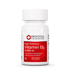 PROTOCOL FOR LIFE BALANCE Vitamin D3 bottle front view supports bone and immune health.
