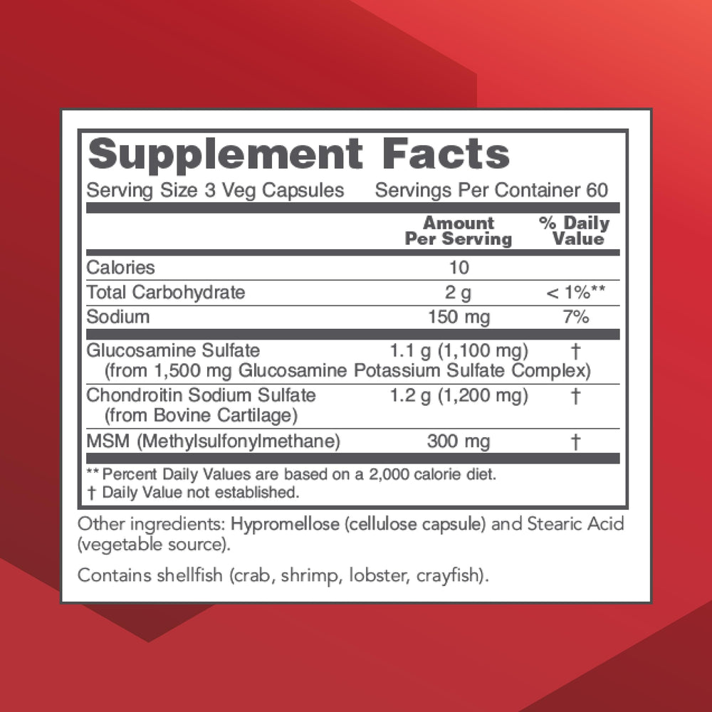 PROTOCOL FOR LIFE BALANCE glucosamine chondroitin MSM capsules closeup highlighting veggie capsules