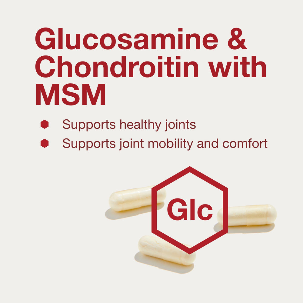 PROTOCOL FOR LIFE BALANCE glucosamine chondroitin MSM serving size displays three capsules