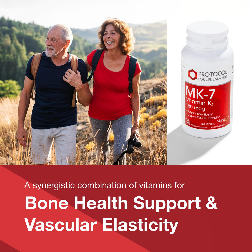 Close view of MK-7 label highlighting bone health and arterial elasticity potential.