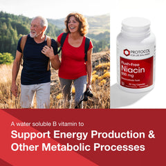 PROTOCOL FOR LIFE BALANCE niacin 500mg capsules close-up emphasising no-flush formula.