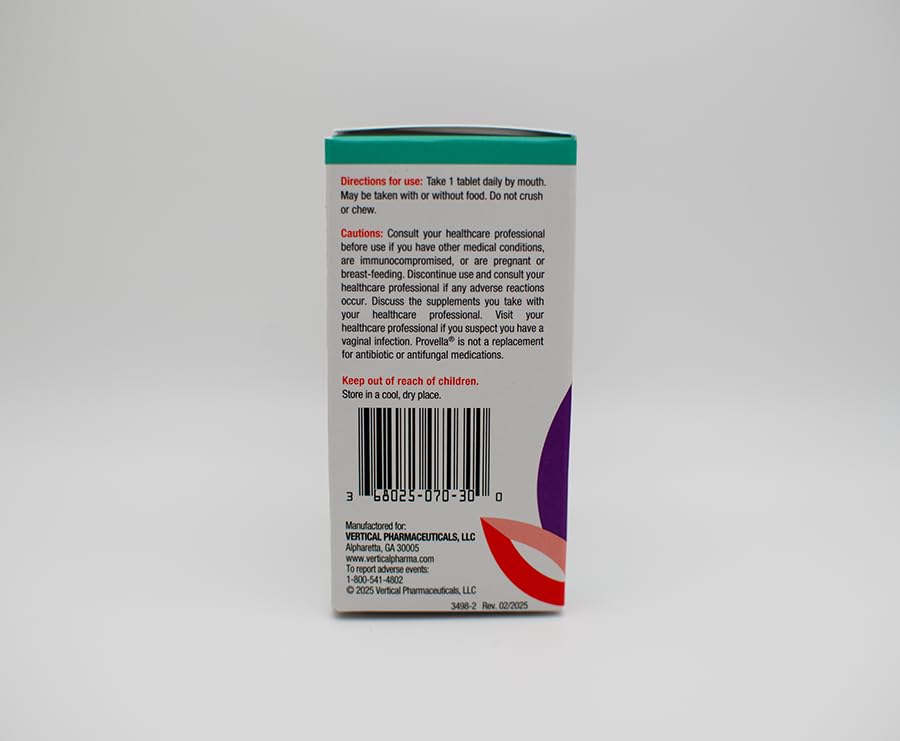 Provella probiotic blend graphic featuring six strains for gut and feminine support