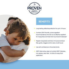 Proven loción repelente de insectos 6 oz, diseño no pegajoso para caminatas.
