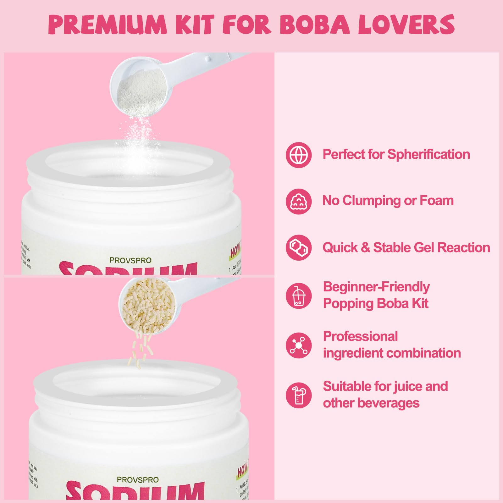 Provspro calcium lactate bottle for firm pearl shaping