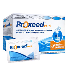 Proxeed Plus lemon-flavor powder ready for quick daily fertility support