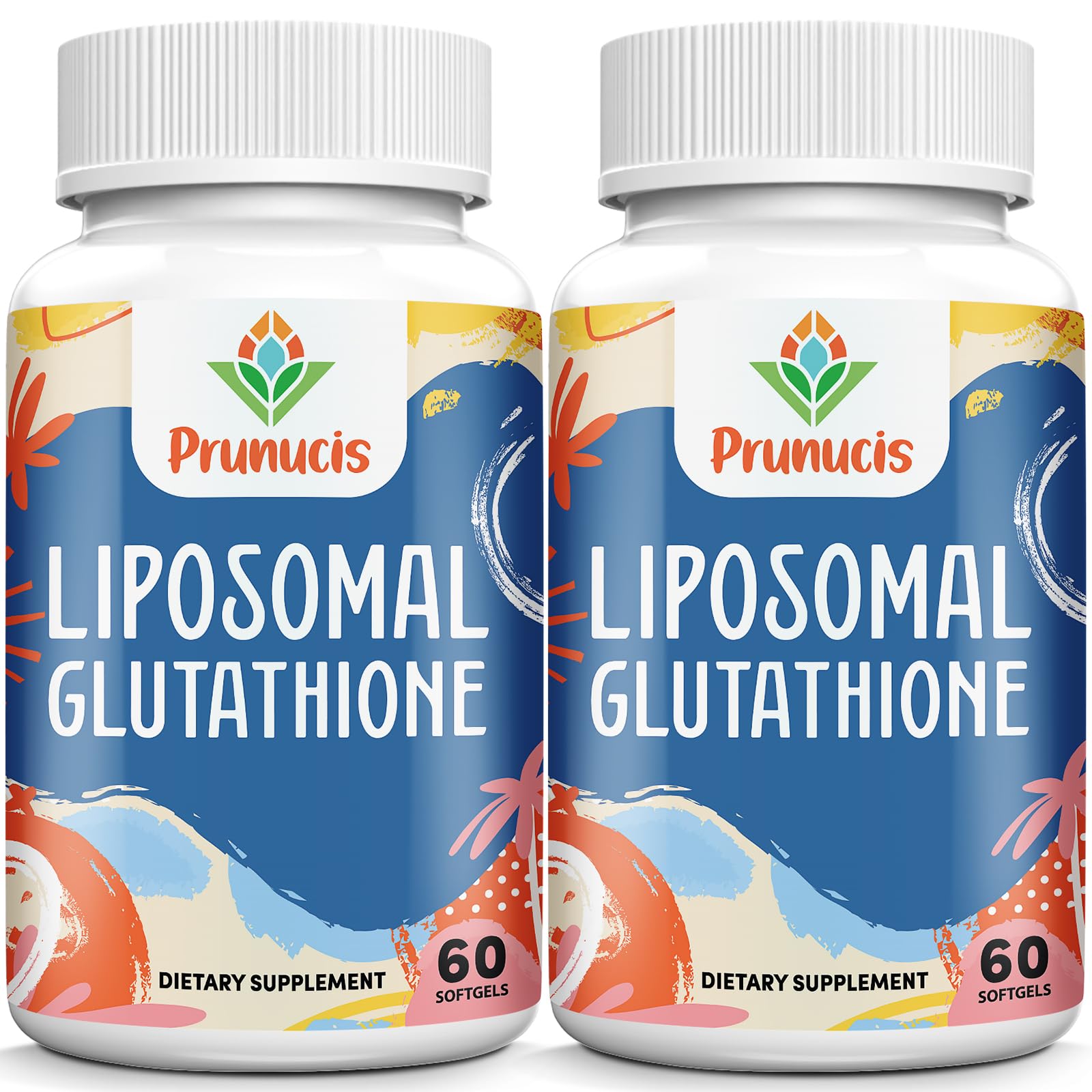 Prunucis Glutathione bottle label highlighting high-dose antioxidant support.