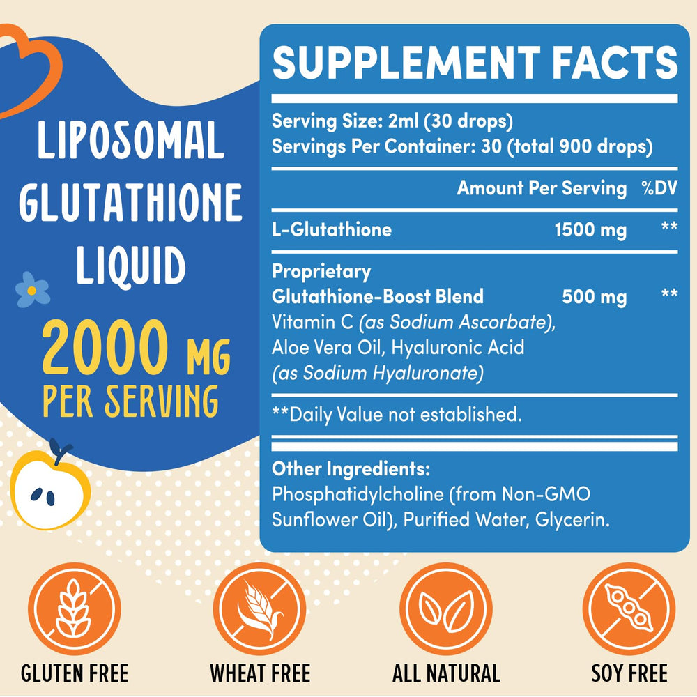 Prunucis liposomal glutathione liquid pour demonstrating easy daily dosing for energy.