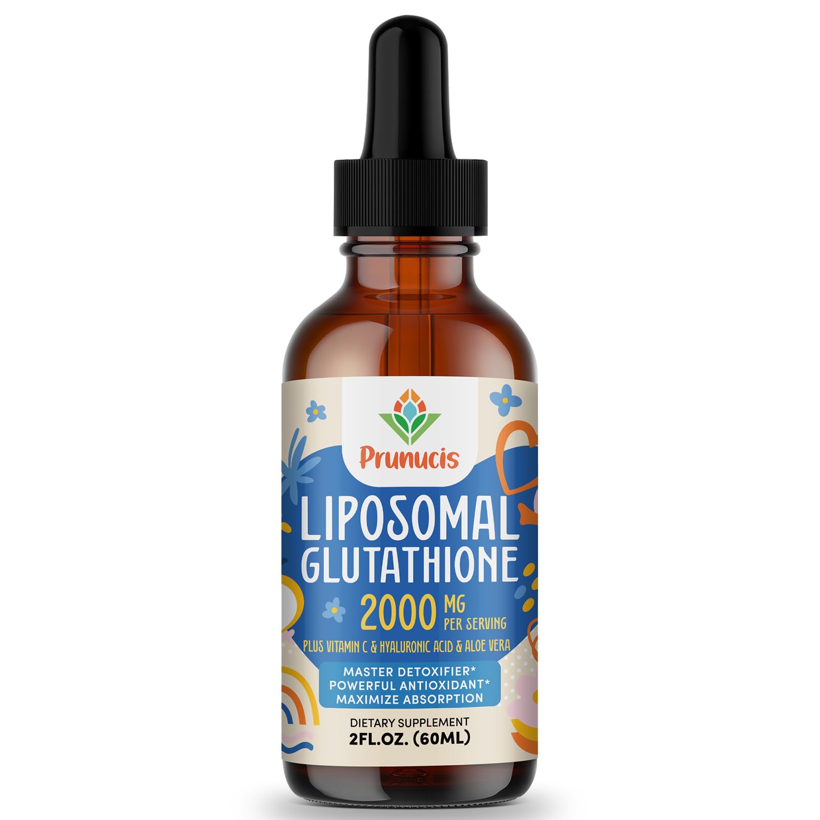 Prunucis liposomal glutathione liquid bottle provides daily antioxidant support.