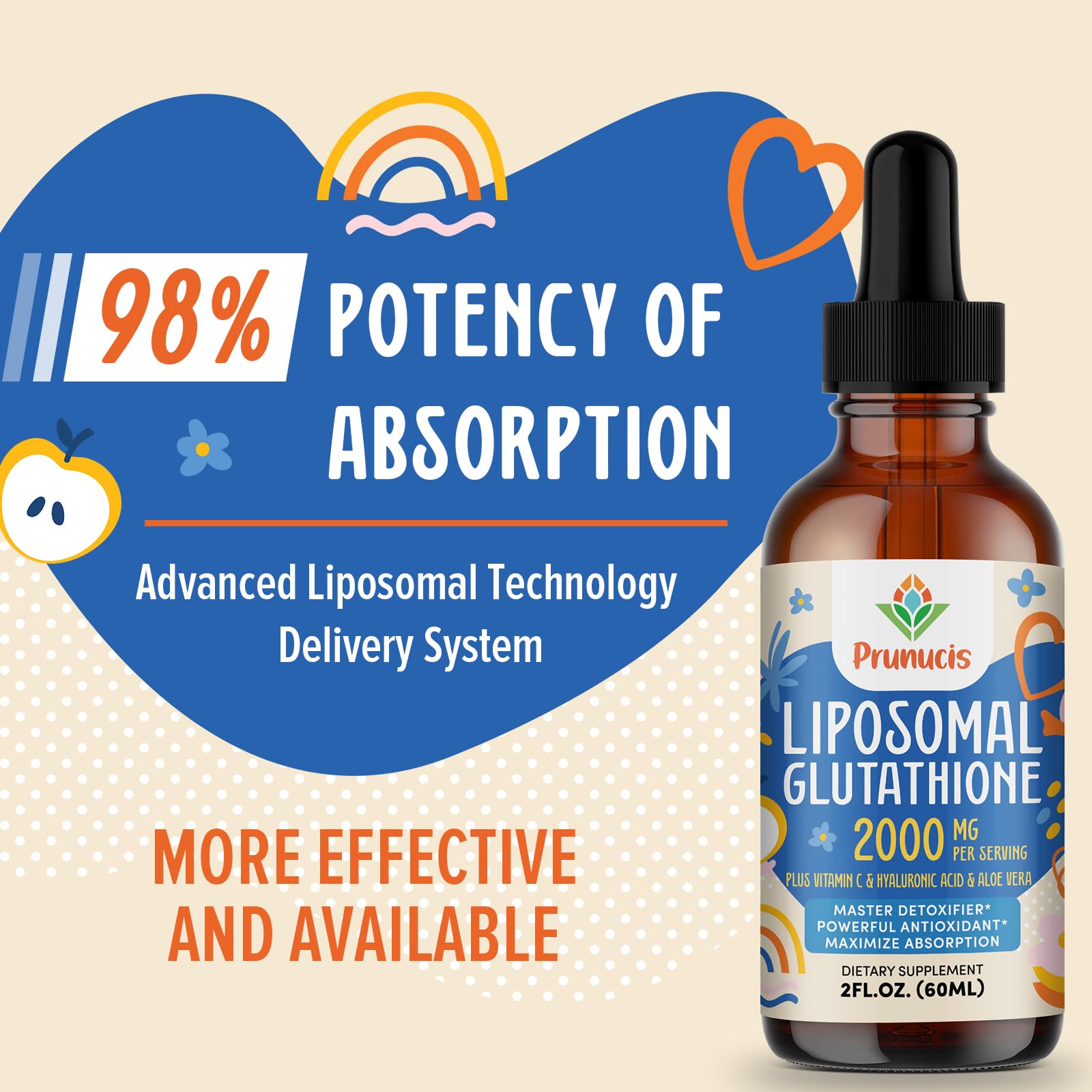 Prunucis Liposomal Glutathione Liquid label with ingredient details.