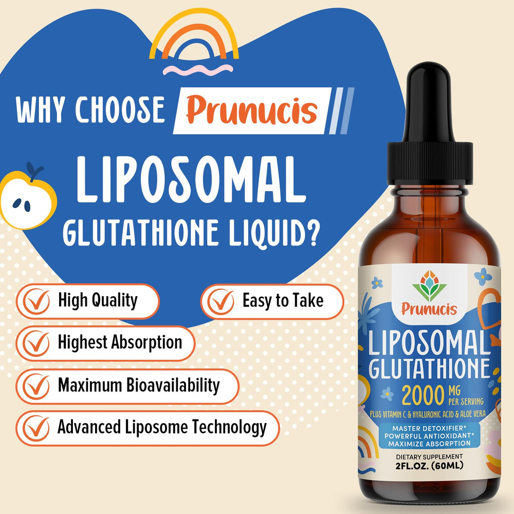 Prunucis Liposomal Glutathione Liquid packaging shown for compact storage.