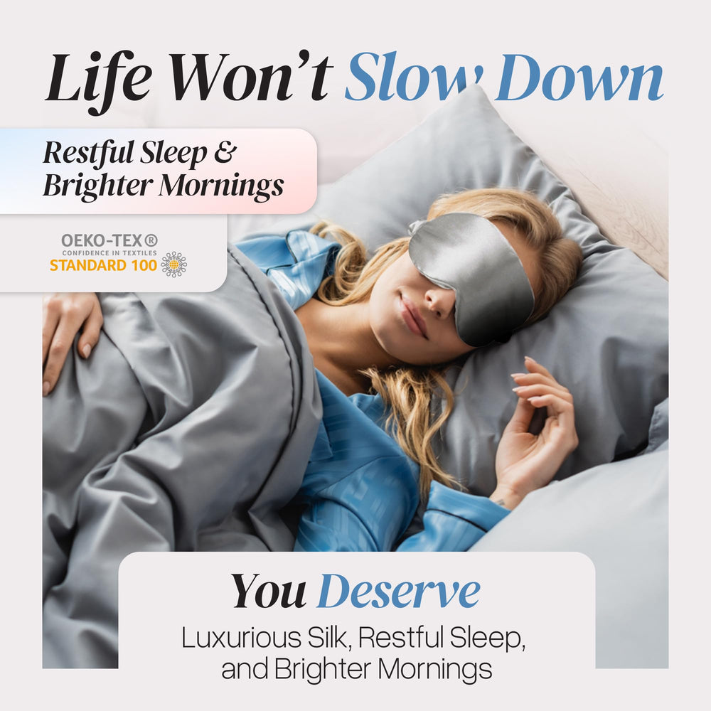 Prushh hypoallergenic silk eye mask emphasizing skin-friendly materials