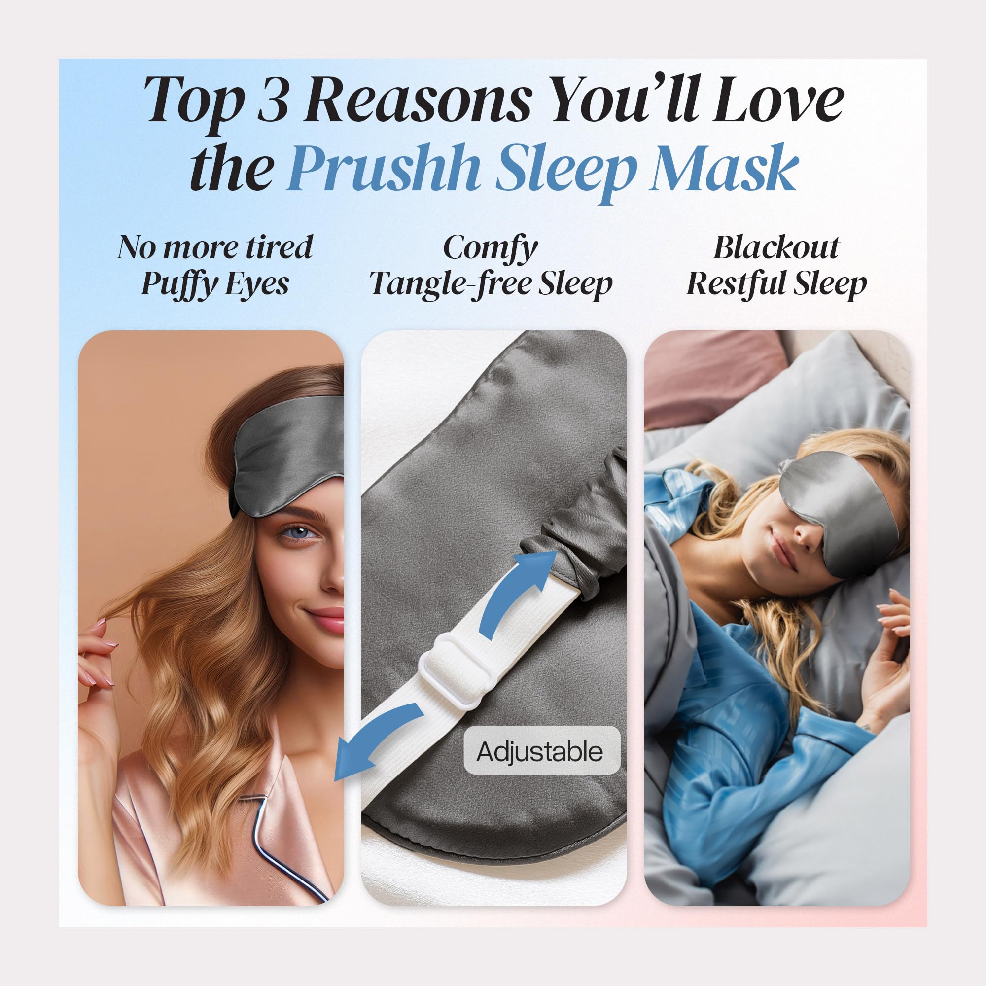 Prushh silk sleep mask side profile highlighting breathable comfort for relaxed evenings