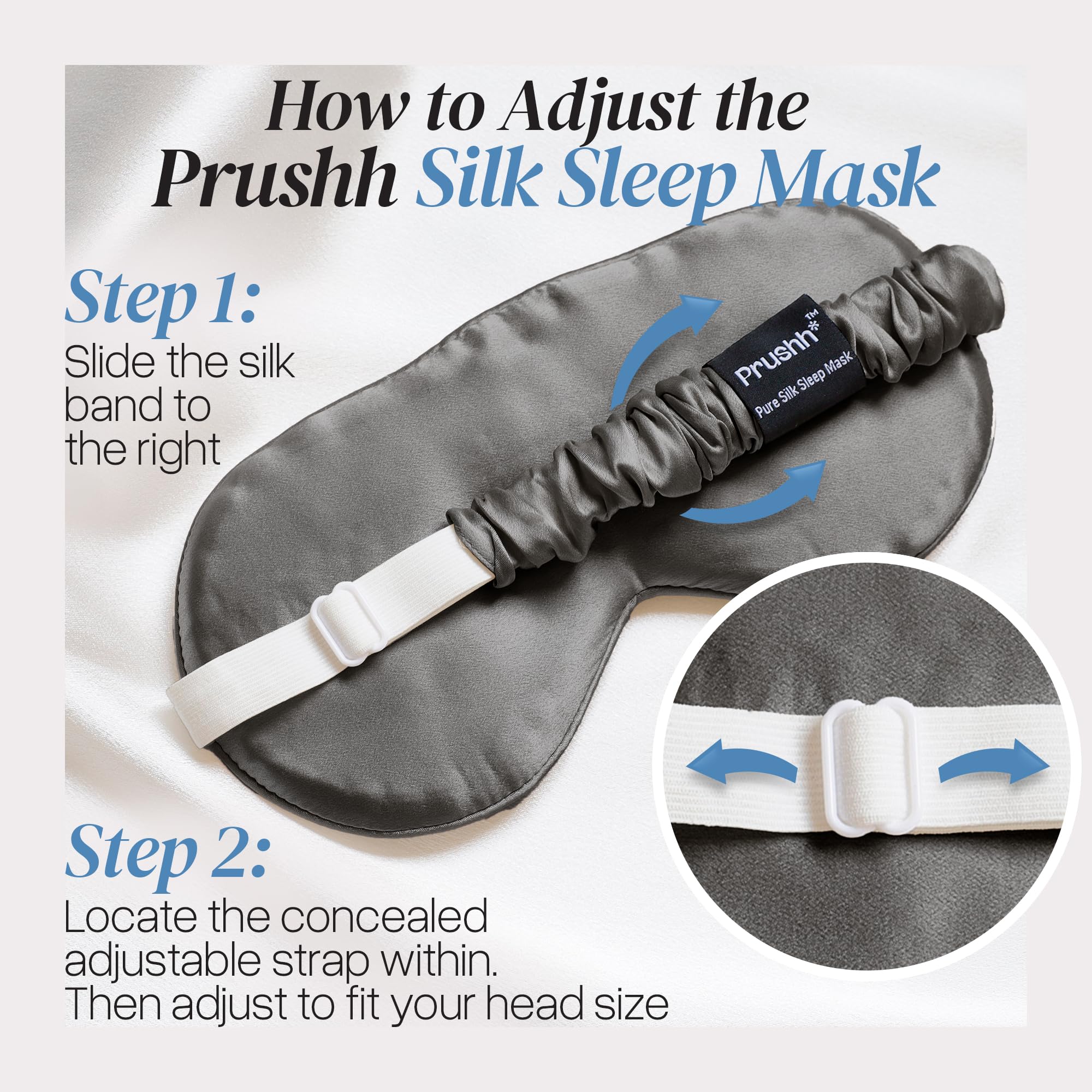 Prushh travel-friendly silk eye mask on plane for portable rest
