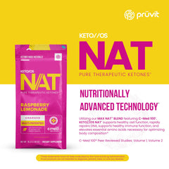 A glass of PRÜVIT Keto//OS NAT Raspberry Lemonade after shaking is ready to enjoy.