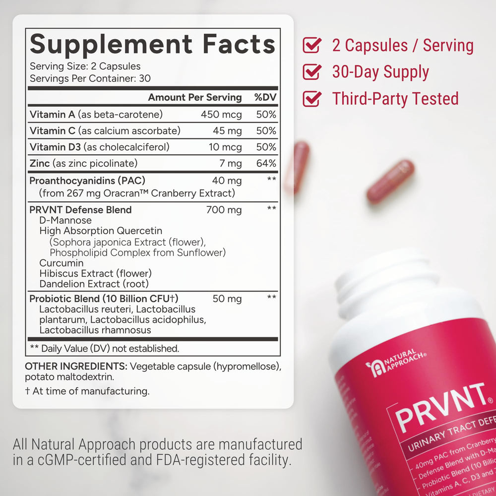 PRVNT probiotics blend supporting microbiome balance for urinary wellness