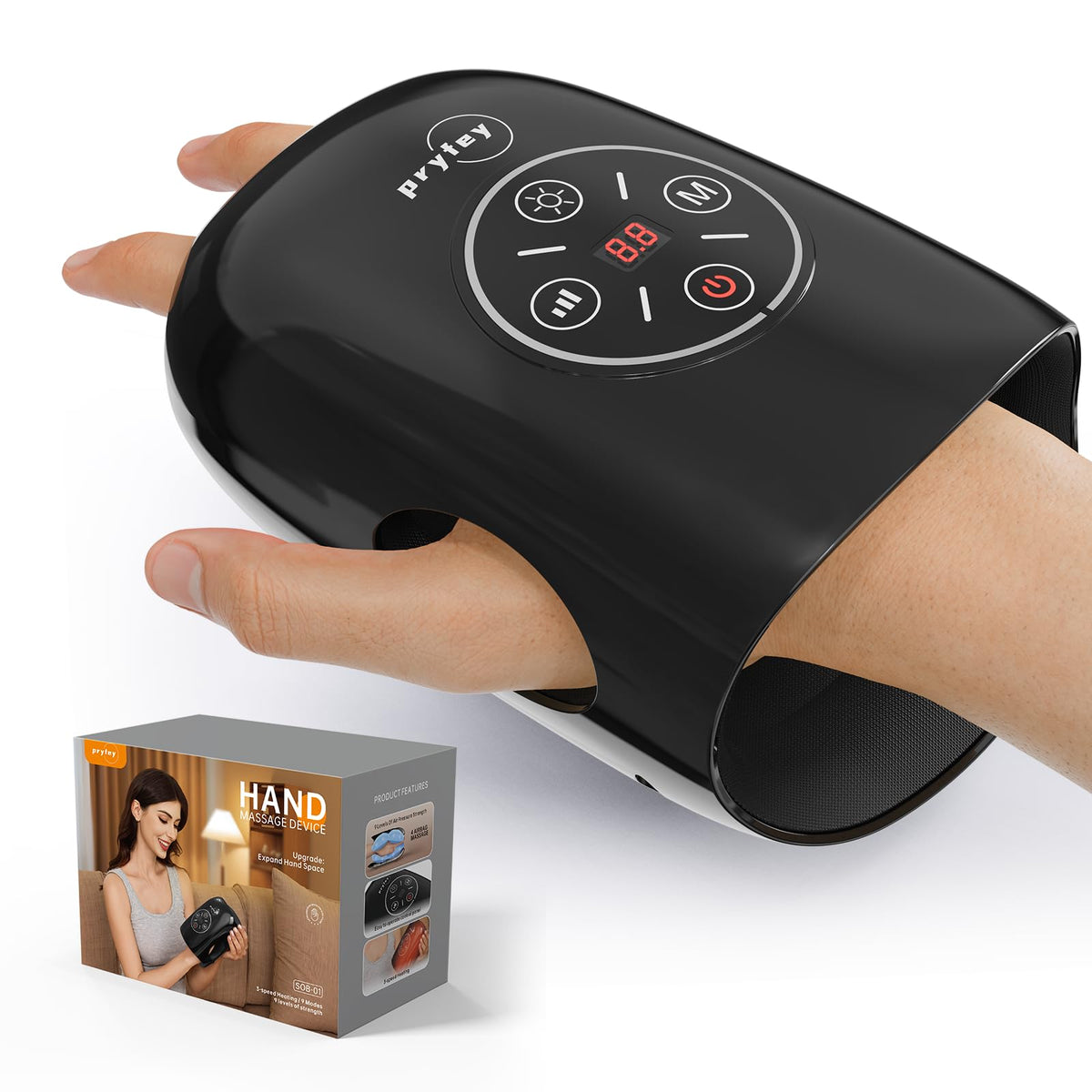 Pryfey Hand Massager cordless operation for on-the-go relaxation.