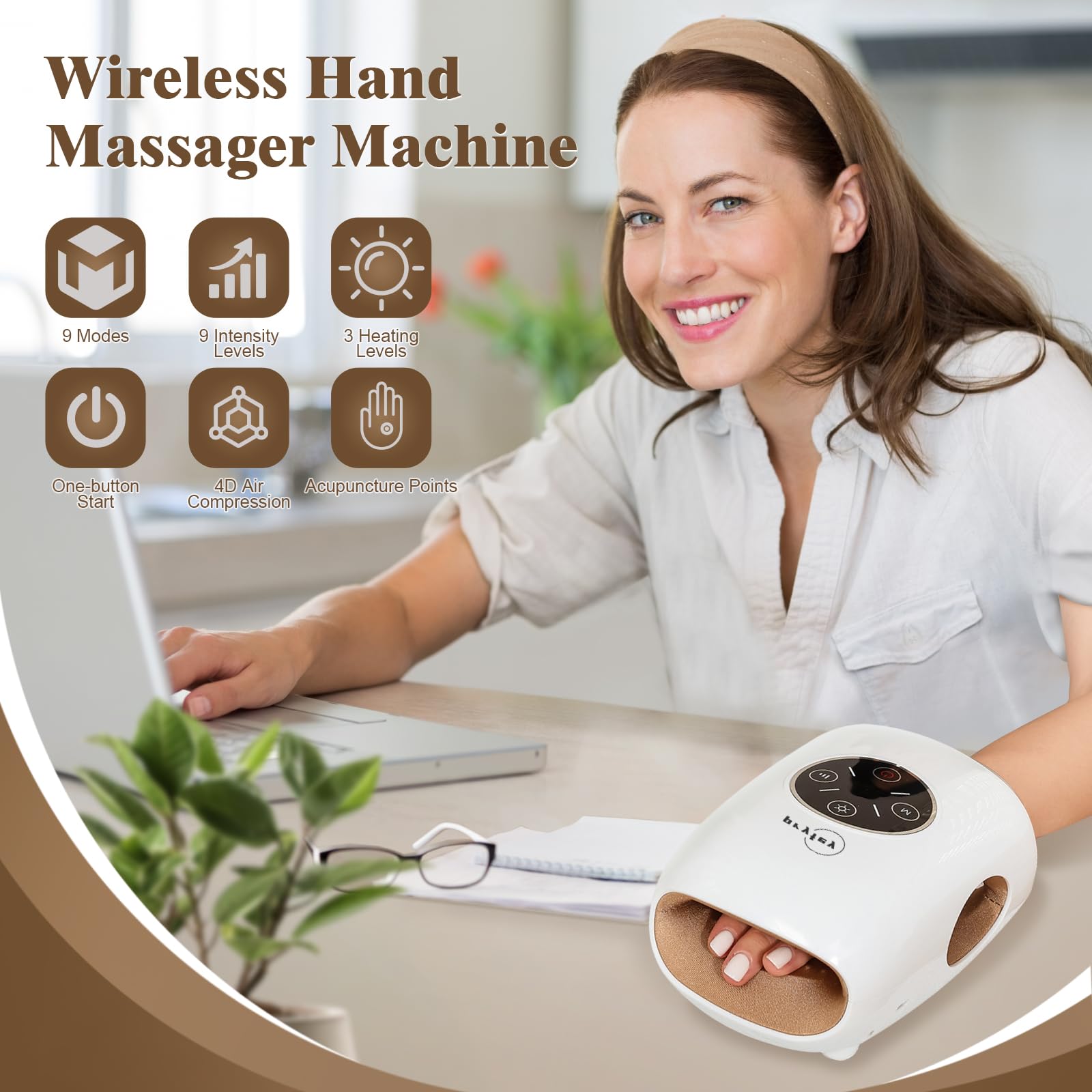 Pryfey Hand Massager ergonomic design close-up showing soft materials for comfort