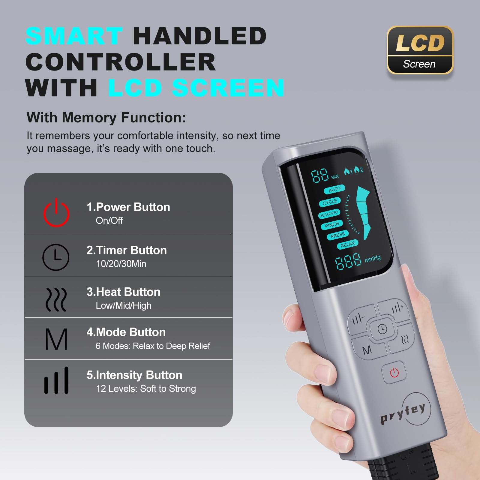Pryfey leg massager easy-on/off with a secure fit.