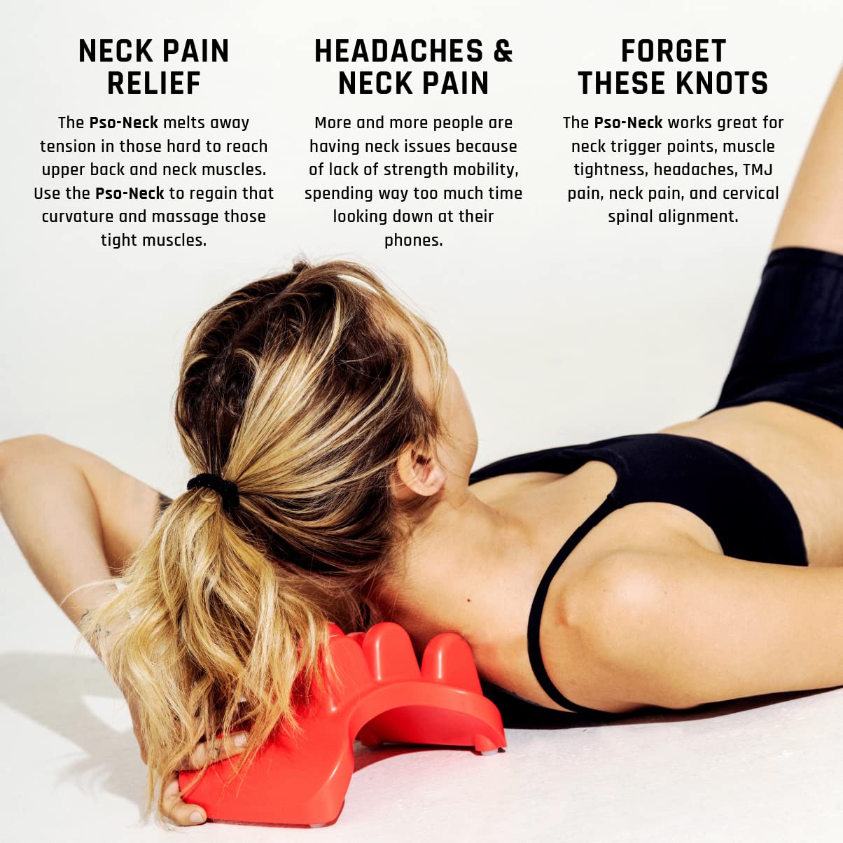 PSO-RITE compact neck massage device targets head, neck, and shoulders.