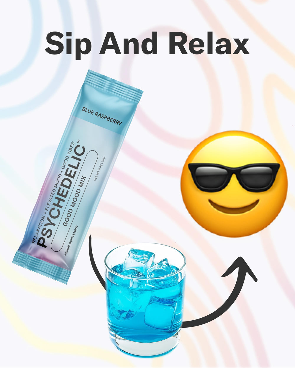 Psychedelic Water single-serve kava packet blue raspberry ideal for quick unwind