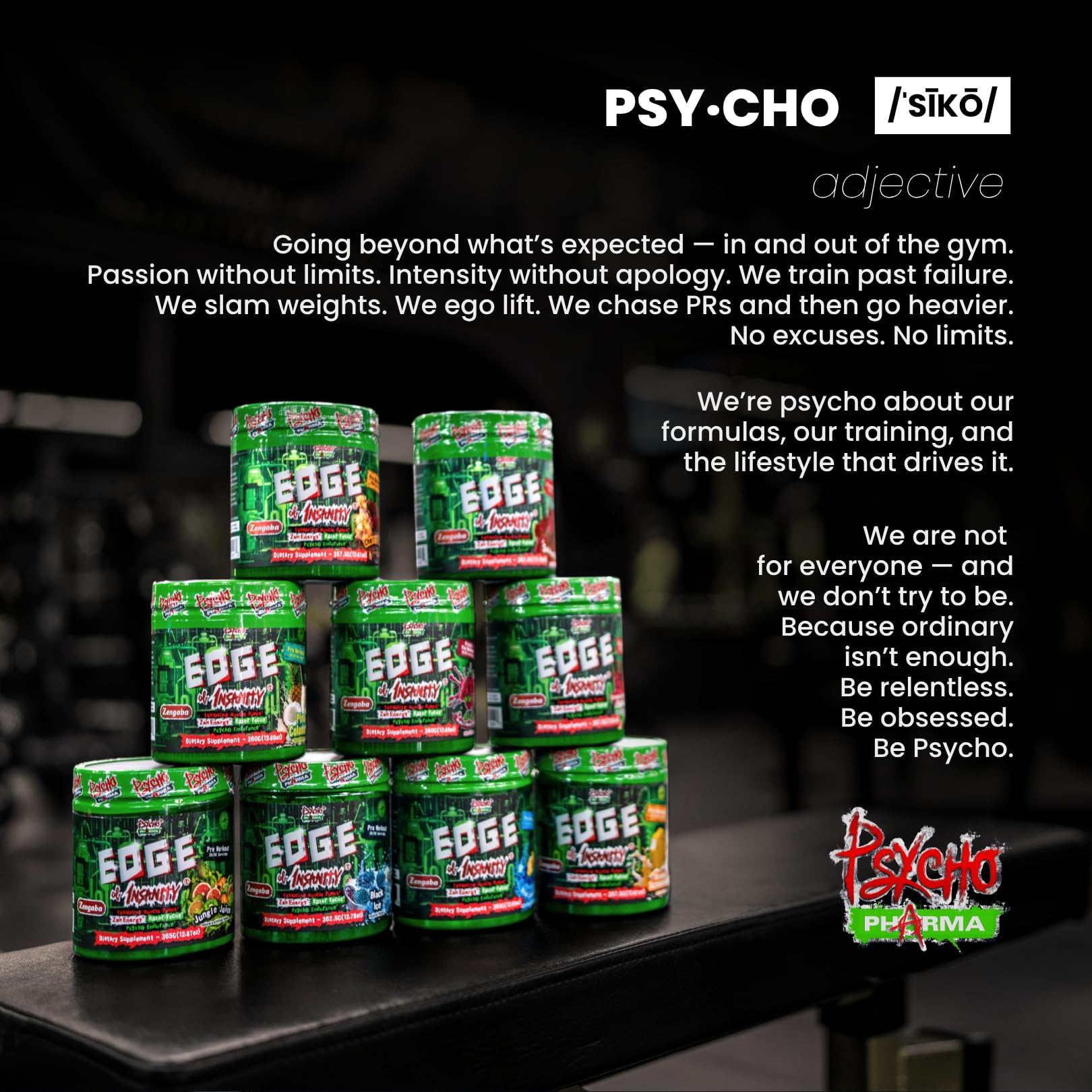 Psycho Pharma Edge of Insanity nutrition facts show caffeine and beta-alanine.