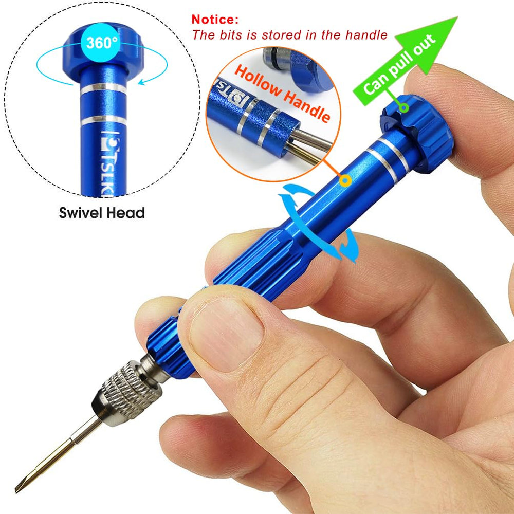 PTSLKHN hollow-handle design stores extra screws and bits neatly.