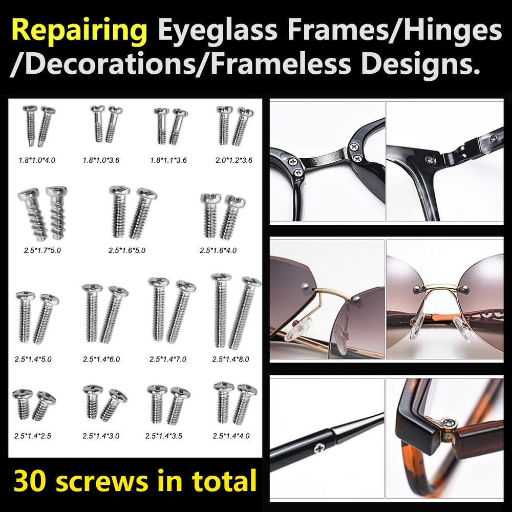 PTSLKHN tornillos repuesto 15 tipos para gafas