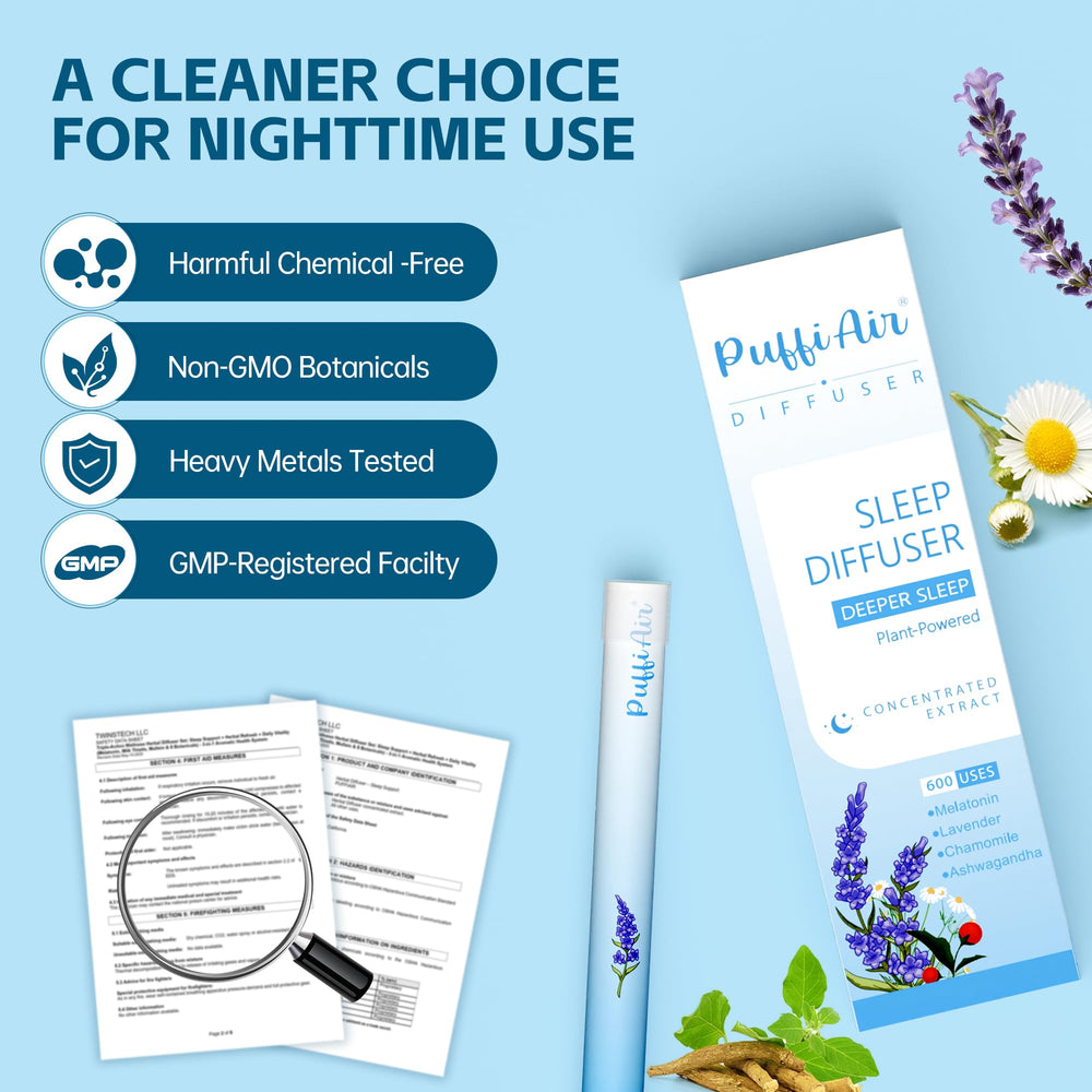 PUFFIAIR 600-uses diffuser pen offering long-lasting nightly support.