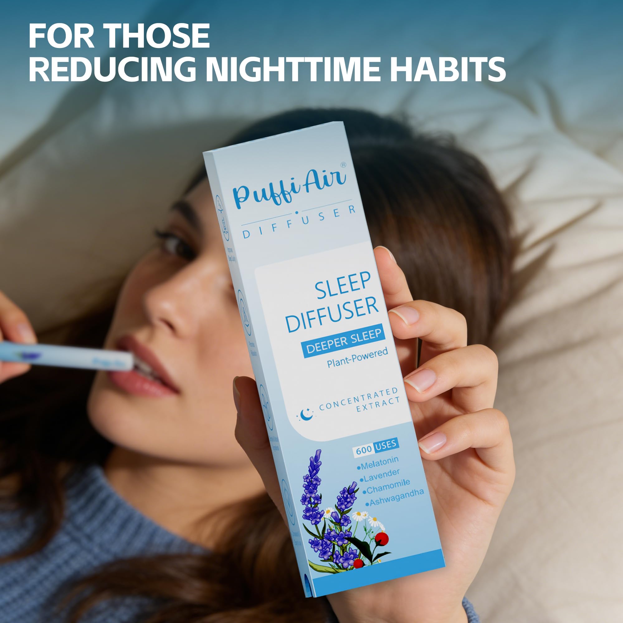 PUFFIAIR ashwagandha-relaxation pen emphasizing natural calm for stressed days.