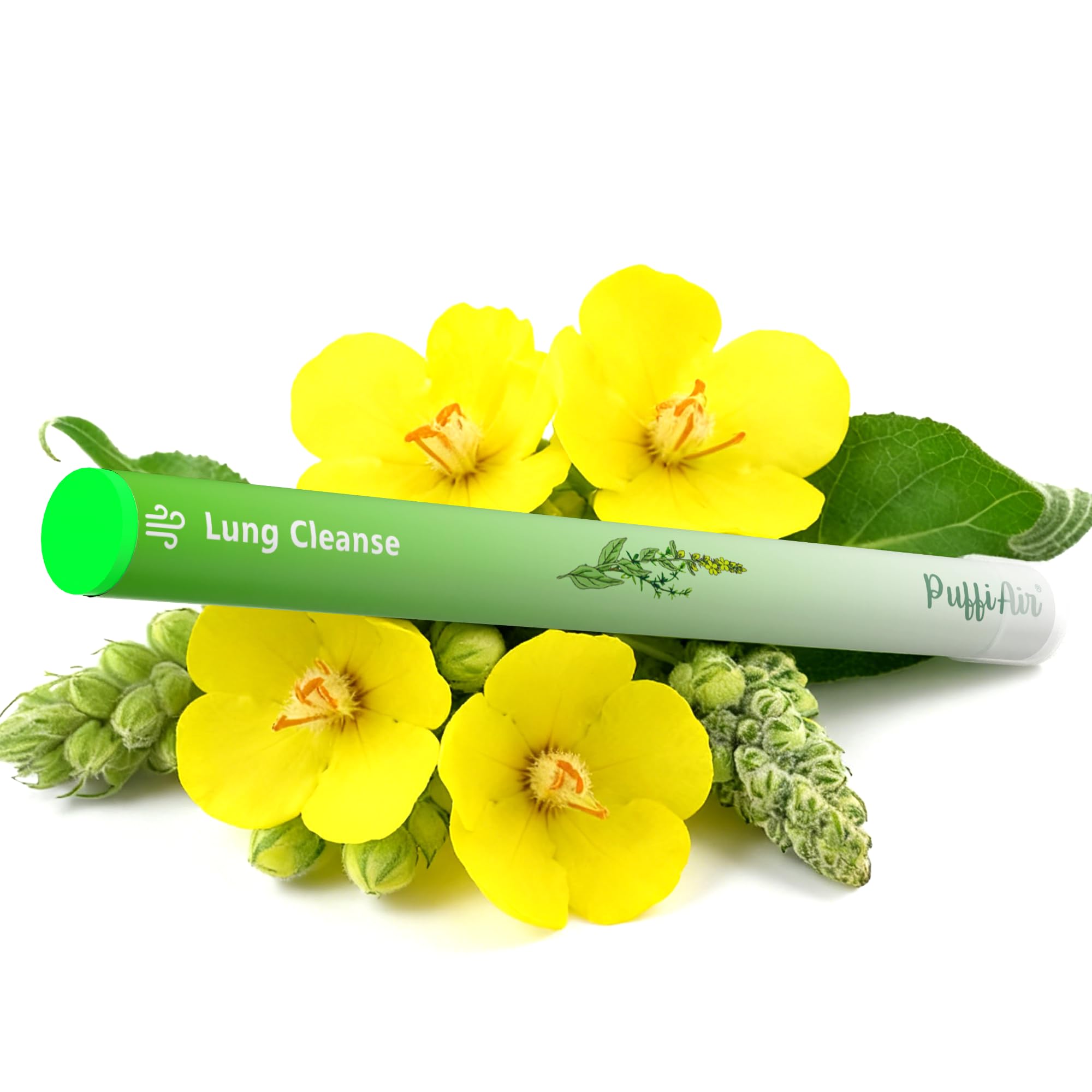 PUFFIAIR diffuser in use demonstrates a calming inhalation moment.