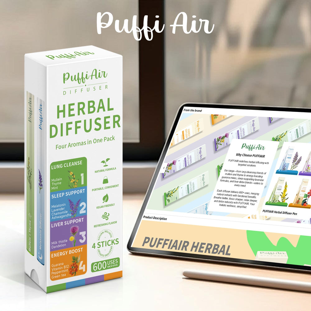 PUFFIAIR Complete Harmony purple diffuser pen for calm focus during work.