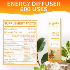 Puffiair diffuser pen usage demonstrates quick, lasting energy boosts during busy mornings.