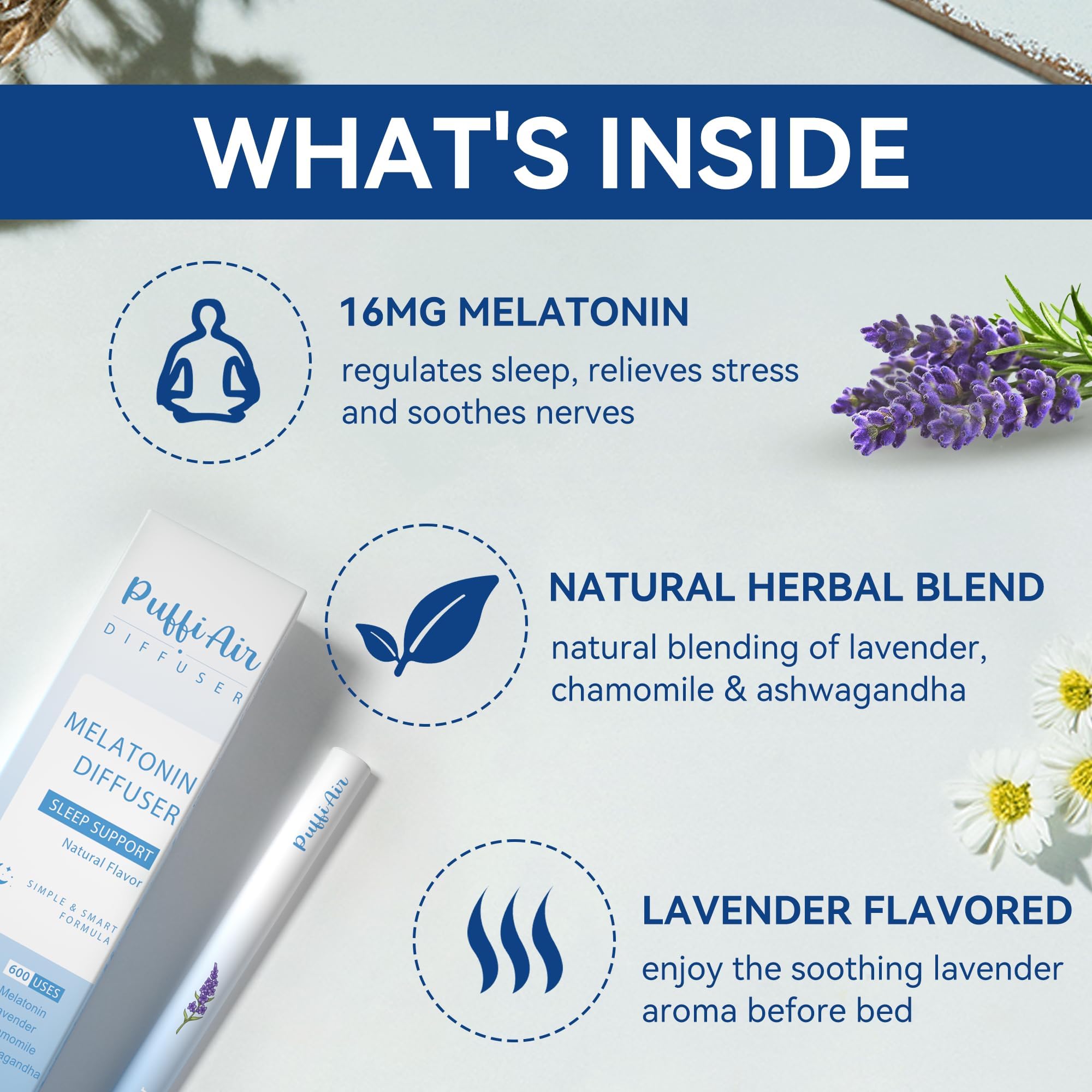 PUFFIAIR Herbal Anxiety Pen in a bag for on-the-go calm moments