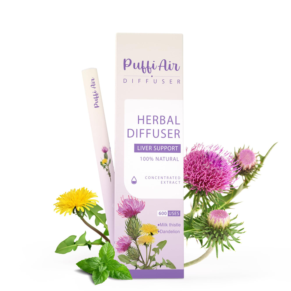 PUFFIAIR milk thistle diffuser pen for on-the-go liver wellness.