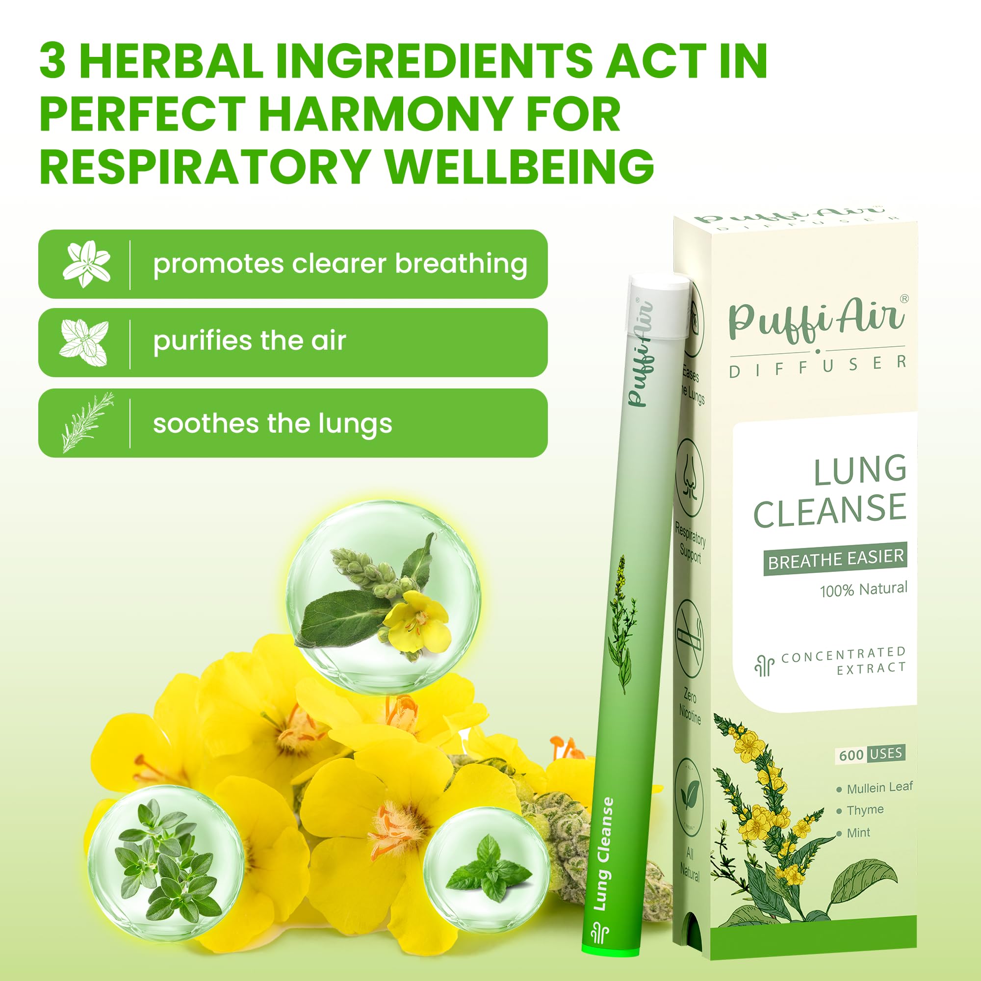 Portable PUFFIAIR diffuser travel scene for fresh air on the go.