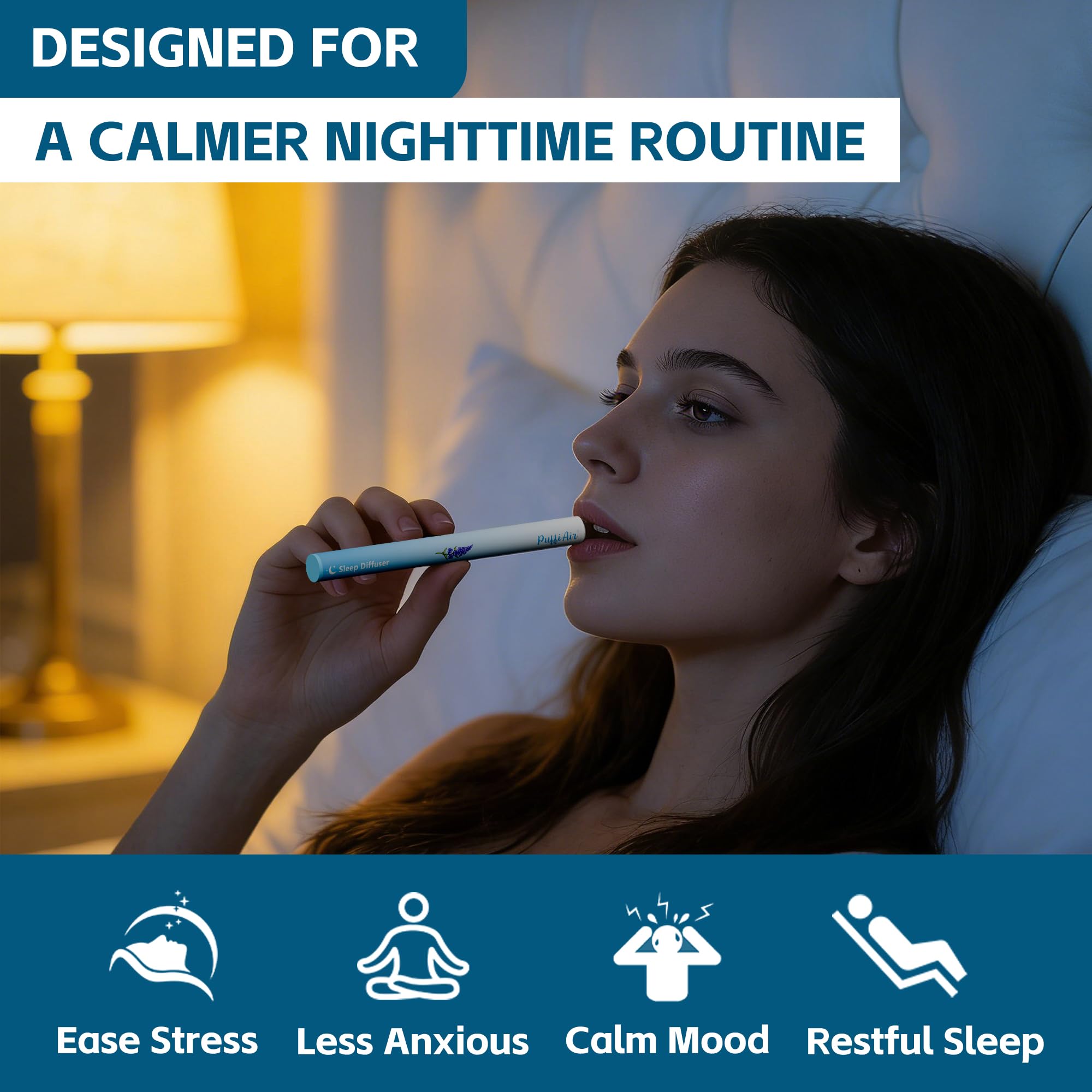 PUFFIAIR sleep-support diffuser pen designed for easier wind-down and restful moments.